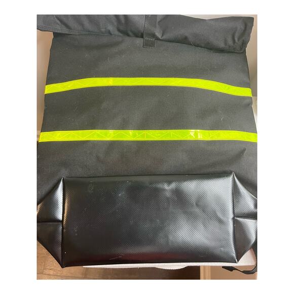 Ginkgo Large Rolltop Backpack Black with Yellow Reflective Stripes Biking Laptop - Picture 9 of 9